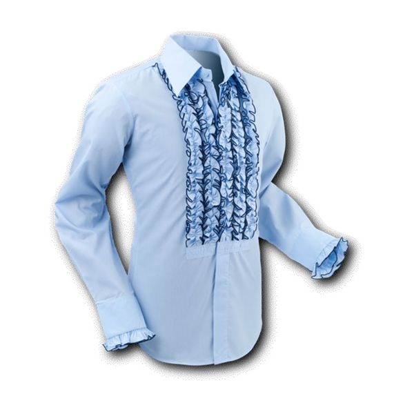 Chenaski | Overhemd ruche light blue-navy trim