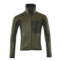 Fleecetrui met rits, moderne pasvorm | 17103-316 | 03309-mosgroen/zwart