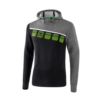 5-C sweatshirt met capuchon | zwart/grey melange/wit | 1071904
