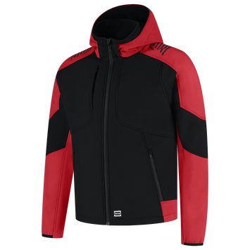 Foto van Softshell Capuchon Bicolor Redefined | zwart/helderrood | 406118-09202 | TRICORP WORKWEAR