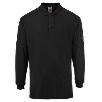 Foto van PortWest Vlamvertragende Antistatische Lange mouw poloshirt Zwart| FR10