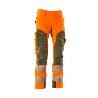 Foto van Mascot Accelerate Safe Broek met kniezakken | 19079-511 | 1433-hi-vis oranje/mosgroen