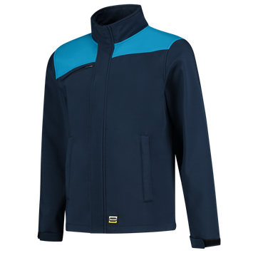 Foto van Softshell Bicolor Naden | donkermarine/turkoois | 402021-01087 | TRICORP WORKWEAR