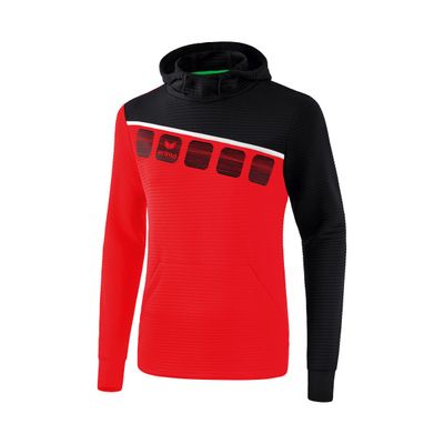 5-C sweatshirt met capuchon | rood/zwart/wit | 1071902