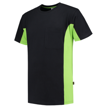 Foto van T-shirt Bicolor Borstzak | zwart/limegroen | 102002-0937 | TRICORP WORKWEAR