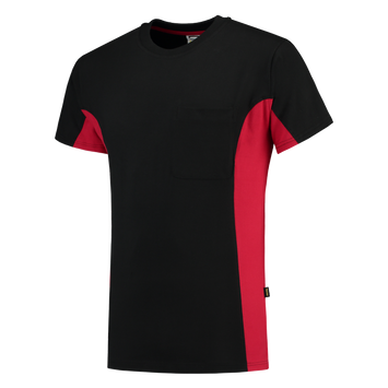 Foto van T-shirt Bicolor Borstzak | zwart/rood | 102002-0902 | TRICORP WORKWEAR