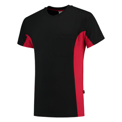 T-shirt Bicolor Borstzak | zwart/rood | 102002-0902 | TRICORP WORKWEAR