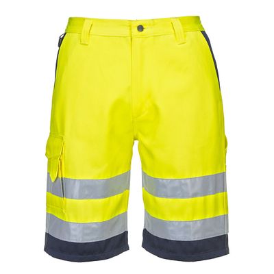 PortWest Hi-Vis Polykatoen Shorts Geel/Marine| E043