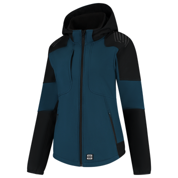 Foto van Softshell Capuchon Bicolor Redefined Dames | petrol/zwart | 406119-9309 | TRICORP WORKWEAR