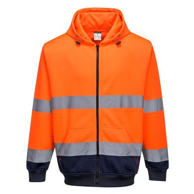 PortWest Tweekleurig Sweatshirt met rits en capuchon Oranje/Marine| B317