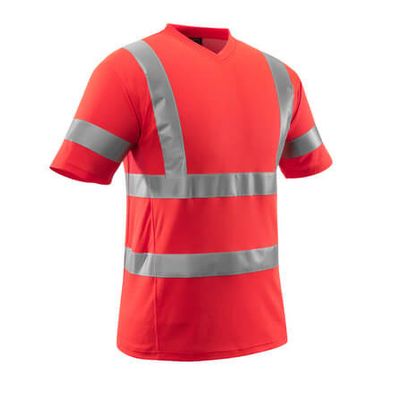 Foto van T-shirt, V-hals, klasse 2 | 18282-995 | 0222-hi-vis rood