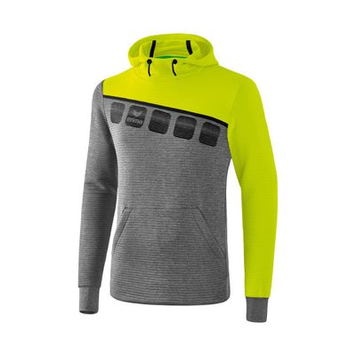 5-C sweatshirt met capuchon | grey melange/lime pop/zwart | 1071908