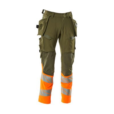 Foto van Mascot Accelerate Safe Broek met spijkerzakken | 19131-711 | 3314-mosgroen/hi-vis oranje