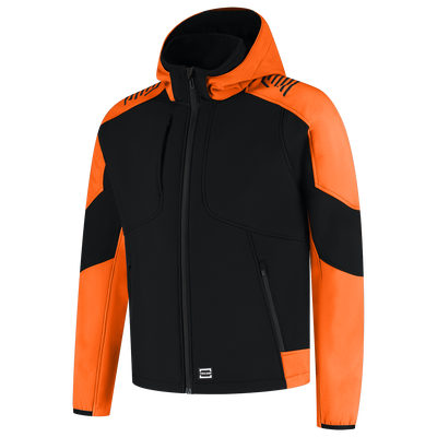 Foto van Softshell Capuchon Bicolor Redefined | zwart/oranje | 406118-0998 | TRICORP WORKWEAR