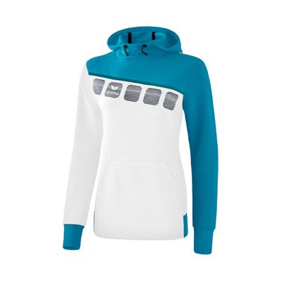 5-C sweatshirt met capuchon Dames | wit/oriental blue/colonial blue | 1071918