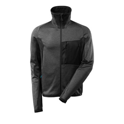 Fleecetrui met rits, moderne pasvorm | 17103-316 | 01809-donkerantraciet/zwart