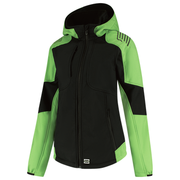 Foto van Softshell Capuchon Bicolor Redefined Dames | zwart/limegroen | 406119-0937 | TRICORP WORKWEAR