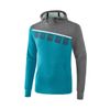 Afbeelding van 5-C sweatshirt met capuchon | oriental blue melange/grey melange/wit | 1071906
