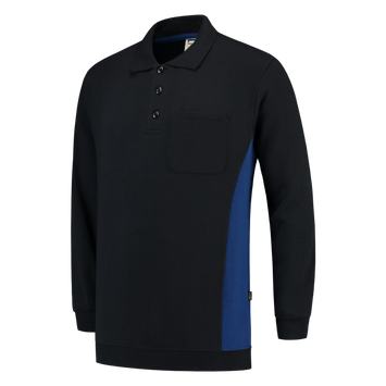 Foto van Polosweater Bicolor Borstzak | marine/korenblauw | 302001-0111 | TRICORP WORKWEAR