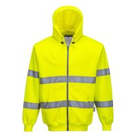 PortWest Hi-Vis Sweatshirt met rits en capuchon Geel| B305