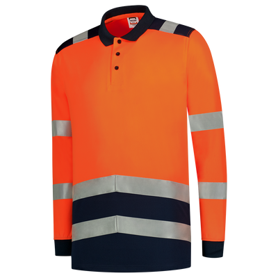 Poloshirt High Vis Bicolor Lange Mouw | fluororanje/donkermarine | 203008-14010 | TRICORP SAFETY