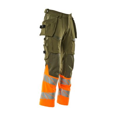 Foto van Mascot Accelerate Safe Broek met spijkerzakken | 19131-711 | 3314-mosgroen/hi-vis oranje