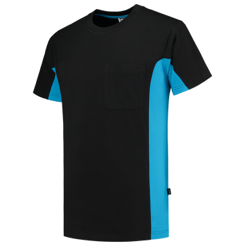 Foto van T-shirt Bicolor Borstzak | zwart/turkoois | 102002-0987 | TRICORP WORKWEAR