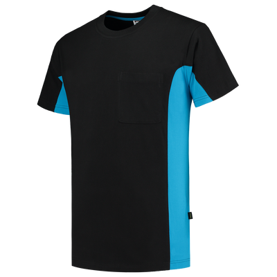 Foto van T-shirt Bicolor Borstzak | zwart/turkoois | 102002-0987 | TRICORP WORKWEAR