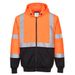 PortWest Hi-vis Tweekleurig Sweatshirt met rits en capuchon Oranje/Zwart| B315