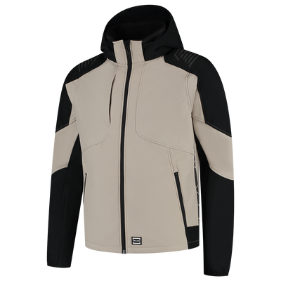 Foto van Softshell Capuchon Bicolor Redefined | zand/zwart | 406118-5509 | TRICORP WORKWEAR
