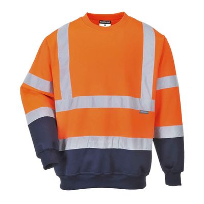 PortWest Tweekleurig Hi-vis Sweatshirt Oranje/Marine| B306