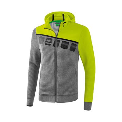 5-C trainingsjack met capuchon Kinderen | grey melange/lime pop/zwart | 1031908