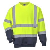 PortWest Tweekleurig Hi-vis Sweatshirt Geel/Marine| B306