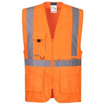 Foto van PortWest Hi-Vis Vest met zakken voor tablet Oranje| C357