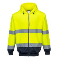 PortWest Tweekleurig Sweatshirt met rits en capuchon Geel/Marine| B317
