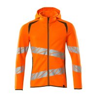 Mascot Accelerate Safe Capuchontrui met rits | 19284-781 | 1433-hi-vis oranje/mosgroen