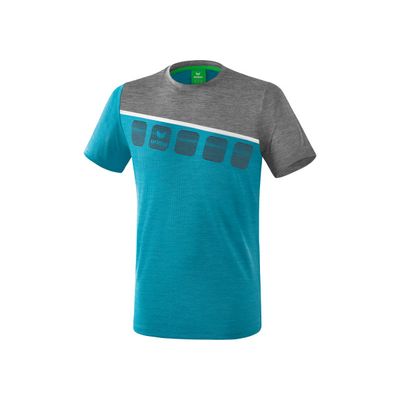 5-C T-shirt Kinderen | oriental blue melange/grey melange/wit | 1081906