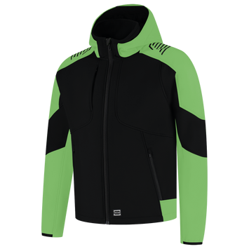 Foto van Softshell Capuchon Bicolor Redefined | zwart/limegroen | 406118-0937 | TRICORP WORKWEAR
