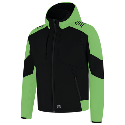 Foto van Softshell Capuchon Bicolor Redefined | zwart/limegroen | 406118-0937 | TRICORP WORKWEAR