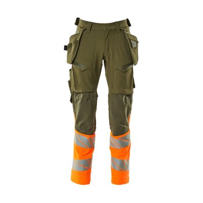 Mascot Accelerate Safe Broek met spijkerzakken | 19131-711 | 3314-mosgroen/hi-vis oranje Mascot Accelerate Safe Broek met spijkerzakken | 19131-711 | 3314-mosgroen/hi-vis oranje