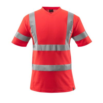 T-shirt, V-hals, klasse 2 | 18282-995 | 0222-hi-vis rood