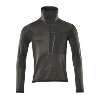 Fleecetrui, korte rits, moderne pasvorm | 17003-316 | 01809-donkerantraciet/zwart