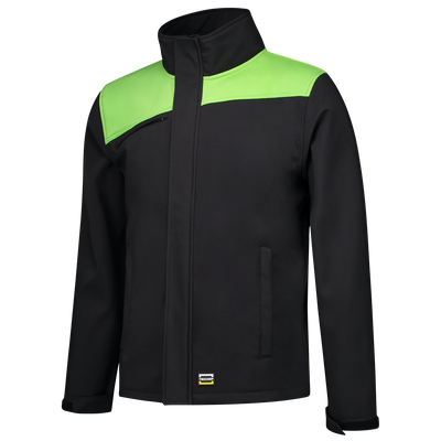 Foto van Softshell Bicolor Naden | zwart/limegroen | 402021-0937 | TRICORP WORKWEAR