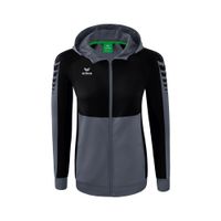 ERIMA Six Wings trainingsjack met capuchon Dames | slate grey/zwart | 1032218