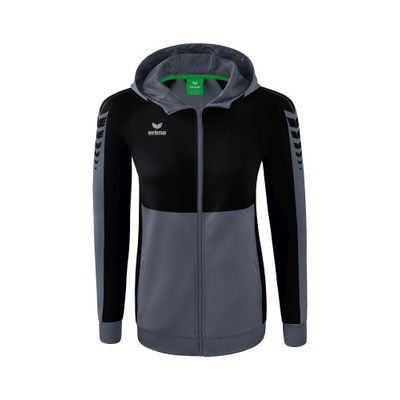 Foto van ERIMA Six Wings trainingsjack met capuchon Dames | slate grey/zwart | 1032218