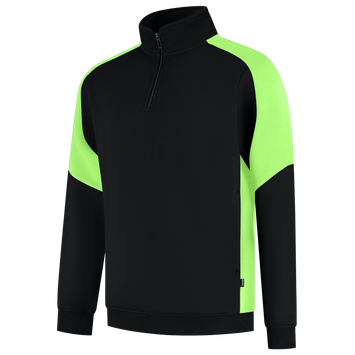 Foto van Zip Sweater Bicolor Redefined | zwart/limegroen | 306111-0937 | TRICORP WORKWEAR