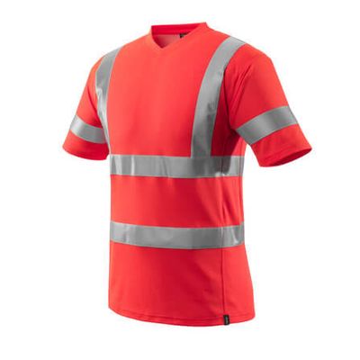 Foto van T-shirt, V-hals, klasse 2 | 18282-995 | 0222-hi-vis rood