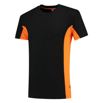 Foto van T-shirt Bicolor Borstzak | zwart/oranje | 102002-0998 | TRICORP WORKWEAR