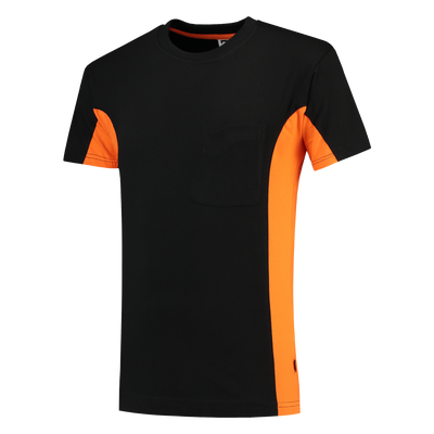 Foto van T-shirt Bicolor Borstzak | zwart/oranje | 102002-0998 | TRICORP WORKWEAR