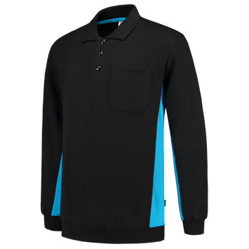 Foto van Polosweater Bicolor Borstzak | zwart/turkoois | 302001-0987 | TRICORP WORKWEAR